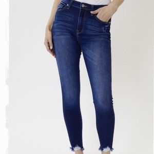 Kancan Dark Frayed Hem Jeans